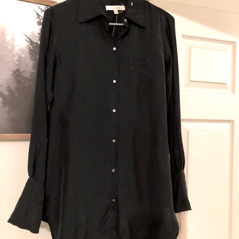 Nili Lotan Boyfriend Shirt - Washed Silk SZ Small